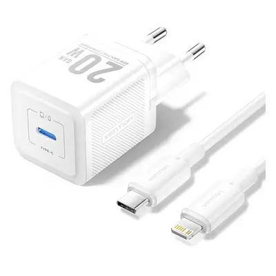 Nabíječka do sítě Vention 1-Port USB-C GaN Charger (20W) with USB-C to Lightning Cable (1M) EU-P