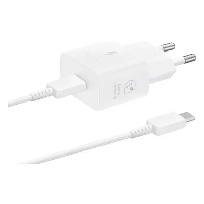 Nabíječka do sítě Samsung nabíjecí adaptér USB-C (25W) bílý s kabelem v balení