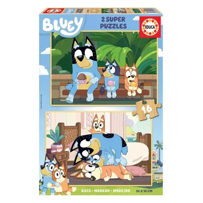 EDUCA Dřevěné puzzle Bluey 2 × 16 dílků