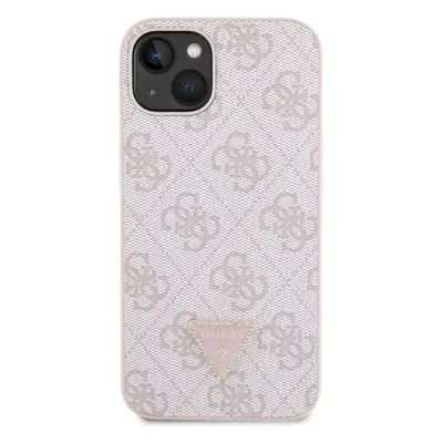 Kryt na mobil Guess PU 4G Strass Triangle Metal Logo Zadní Kryt pro iPhone 15 Pink