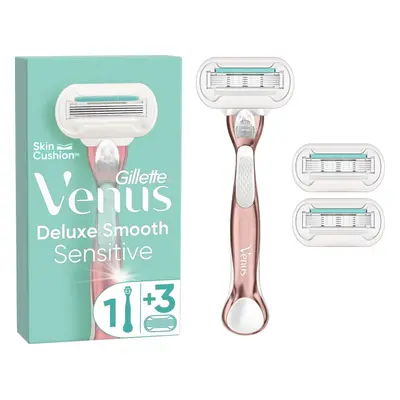 Dámský holicí strojek Gillette Venus Deluxe Smooth Sensitive Rosegold + hlavice 3 ks