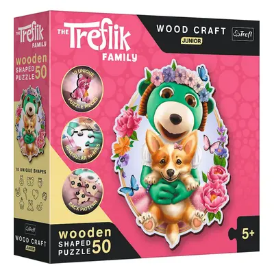 Dřevěné puzzle Trefl Wood Craft Origin puzzle Šťastní Treflíci 50 dílků