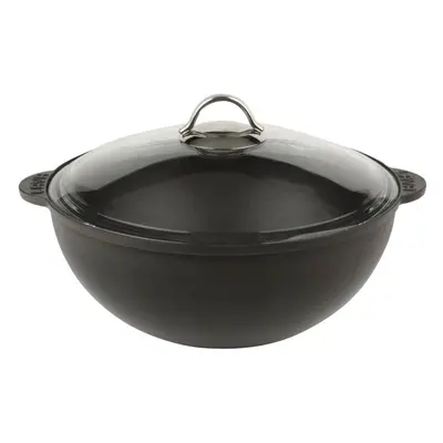 Hrnec LAVA METAL Litinový hrnec kulatý (wok) + skl. poklice 30 cm, 6l