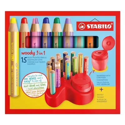 Pastelky STABILO woody 3in1 - 15 ks sada