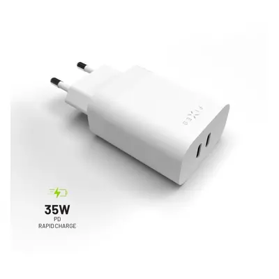 Nabíječka do sítě FIXED PD Rapid Charge s 2x USB-C výstupem a podporou Power Delivery 3.0 35W bí