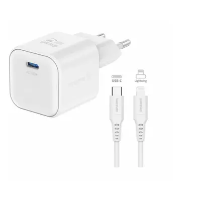 Nabíječka do sítě Swissten síťový adaptér GaN 1x USB-C 35W Power Delivery + datový kabel USB-C/U