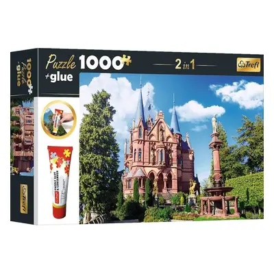 Puzzle Trefl Sada 2v1 puzzle Zámek Drachenburg v Siebengebirge, Německo 1000 dílků s lepidlem