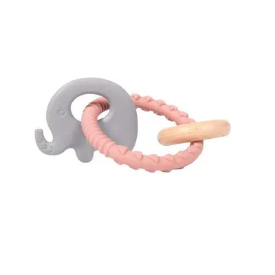 Kousátko Bo Jungle B-Rattle Rings Kousátko Elephant Pink