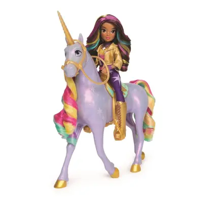 Figurky Unicorn Academy Světelný jednorožec Wildstar 28 cm s panenkou Sophia 24 cm