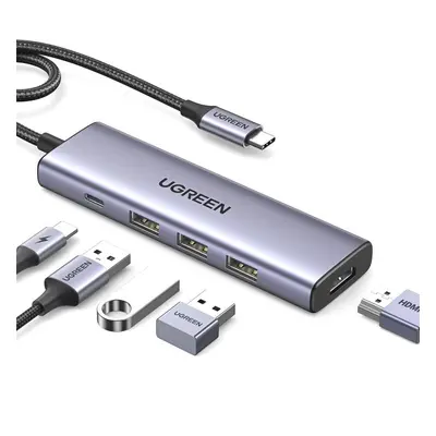 Replikátor portů UGREEN 5-in-1 USB-C to HDMI/3*USB 3.0/PD