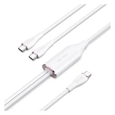 Datový kabel Vention USB 2.0 Type-C Male to 2 Type-C Male 5A Cable 1.5M White Silicone Type