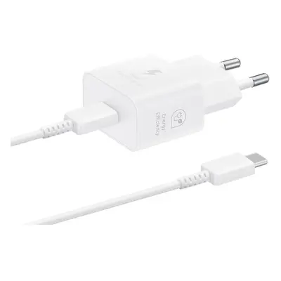 Nabíječka do sítě Samsung cestovní nabíječka USB-C 25W + USB-C datový kabel White (Bulk)