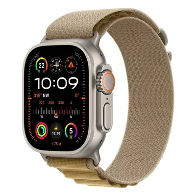 Chytré hodinky Apple Watch Ultra 2 49mm Přírodní titan s žlutohnědým alpským tahem - Medium