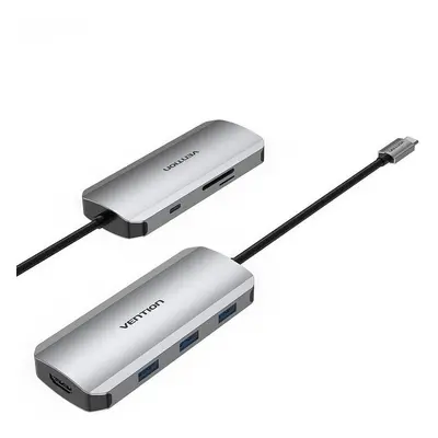 Replikátor portů Vention 7-in-1 USB-C to HDMI / 3x USB 3.0 / SD/TF / PD Docking Station Gray 0.1