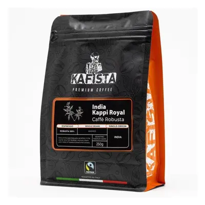 Káva Kafista "India Kappi Royal" - 100% Robusta, Pražená v Itálii - zrnková káva na espresso 250