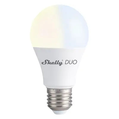 LED žárovka Shelly DUO, stmívatelná žárovka 800 lm, závit E27, nastavitelná teplota bílé, WiFi