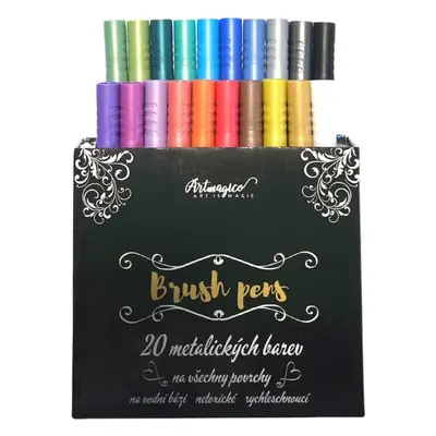 Popisovače Artmagico Brush pens 20 ks metalické odstíny