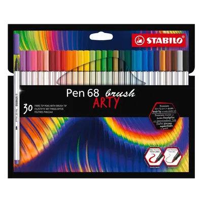 Fixy STABILO Pen 68 brush s flexibilním štětcovým hrotem, pouzdro 30 barev