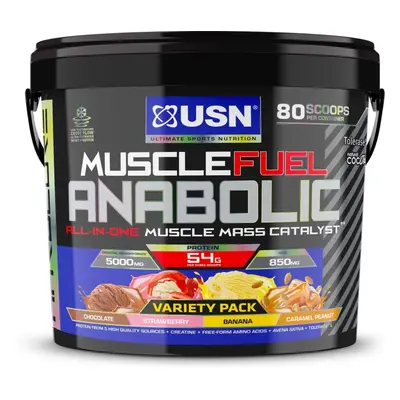 Gainer USN Muscle Fuel Anabolic Variety pack (Čokoláda, Jahoda, Banán a Arašídy s karamelem) 4kg