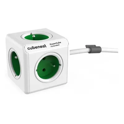 Prodlužovací kabel Cubenest Powercube Extended, 5x zásuvek, 1,5 m, bílá/zelená