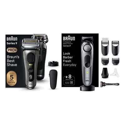 Holicí strojek Braun Series 9 PRO+ Tmavě šedý + zastřihovač Braun Series 7 BT7420