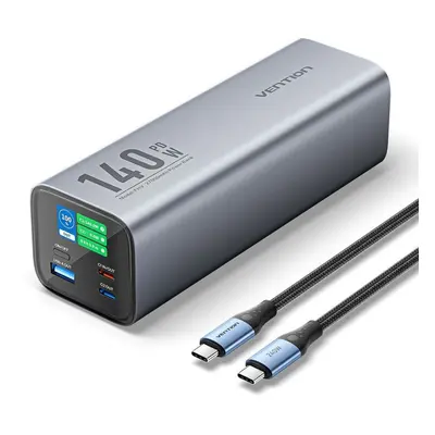 Vention 27000mAh Power Bank (USB-C + USB-C + USB-A + USB-A) 140W Gray LED Display Type