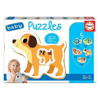 Puzzle Educa Baby puzzle Domácí mazlíčci s mláďaty 5v1 (2-4 dílky)