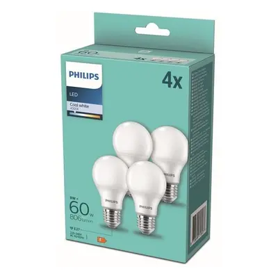 Philips 8718699718077 LED žárovky 4x8W/60W | E27 | 806lm | A60 | 4000K - set 4 ks