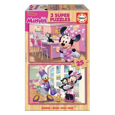 Puzzle Educa Dřevěné puzzle Minnie 2x25 dílků