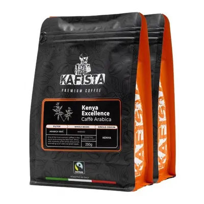 Káva Kafista "Kenya Excellence" - Zrnková káva, 100% Arabica, Pražená v Itálii 2 x 250 g