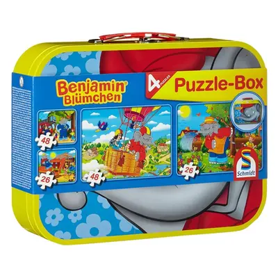 Puzzle Puzzle Benjamin Kvítko 4v1 v plechovém kufříku (26,26,48,48 dílků)