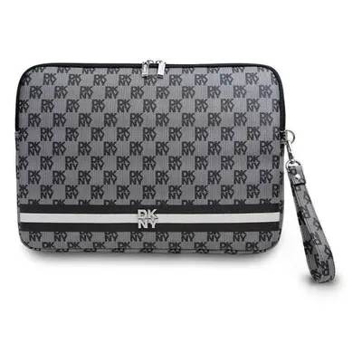 Pouzdro na notebook DKNY PU Leather Checkered Pattern and Stripe 13/14" Black