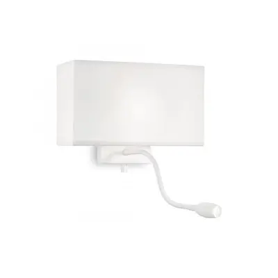 Ideal Lux 215693 LED nástěnné svítidlo Hotel 60W + LED 1x1W | E27 | 70lm | 3000K - bílá