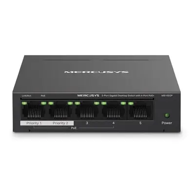 Switch Mercusys MS105GP, 5-Port Gigabit switch, 4-Port PoE+