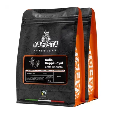 Káva Kafista "India Kappi Royal" - 100% Robusta, Pražená v Itálii - zrnková káva na espresso 2 x