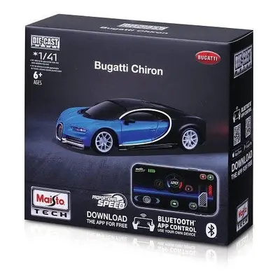 RC auto Maisto Die-Cast Metal se světly 1:41, Bugatti Chiron modro-černé, 2,4 GHz, USB, XTR