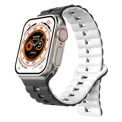 Magnetický silikonový řemínek pro Apple Watch 38/40/41mm Barva: Černo-Bílý