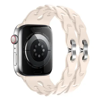 Silikonový řetízkový řemínek pro Apple Watch 42/44/45/46/49mm Barva náramku: Slonová kost