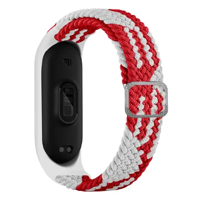 Pletený náhradní náramek Mi Band 3/4/5/6/7 Barva: Bílo-Červená, Pro Přístroj: Xiaomi Mi band 3/4