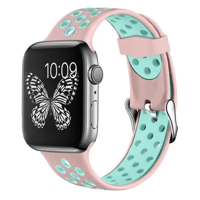 Perforovaný řemínek s přezkou pro Apple Watch 42/44/45/46/49mm Barevná varianta: Růžovo-tyrkysov