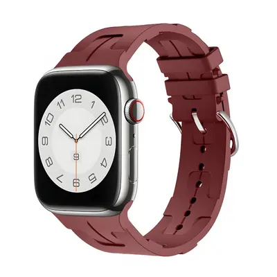 Silikonový řemínek se vzorkem pro Apple Watch 42/44/45/46/49mm Barva náramku: Bordeaux (Tmatvší 