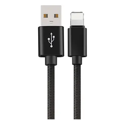 Pletený kabel 1m USB na lightning Barva: černý