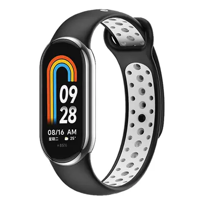 Dvojbarevný silikonový náramek Mi band 8/9 Barva: Černo-Bílá, Pro Přístroj: Xiaomi Mi Band 8/9