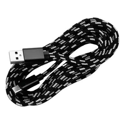 Pletený kabel USB na USB-C 3m Barva: Černo-Bílý