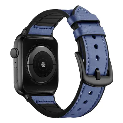 Koženo-silikonový řemínek pro Apple Watch 42/44/45/46/49mm Barva: Modrá