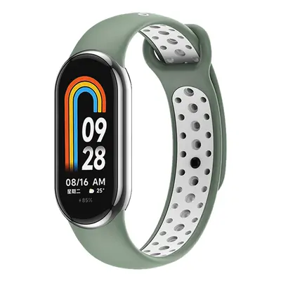 Dvojbarevný silikonový náramek Mi band 8/9 Barva: Zeleno-Bílá, Pro Přístroj: Xiaomi Mi Band 8/9