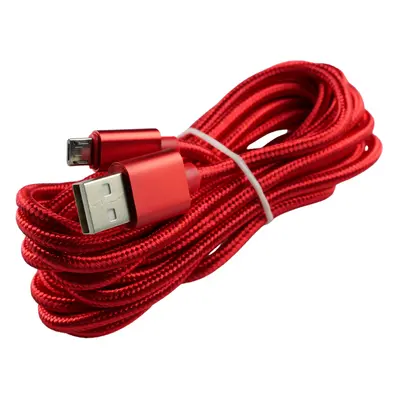 Pletený kabel 3m USB na MICRO-USB Barva: červený