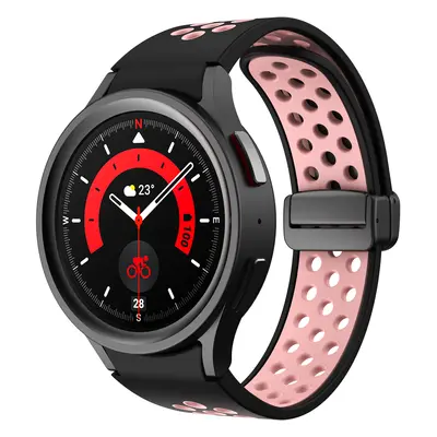 Perforovaný magnetický řemínek pro Samsung Watch 4/5/6 Barva: Černo-růžový s černou přezkou