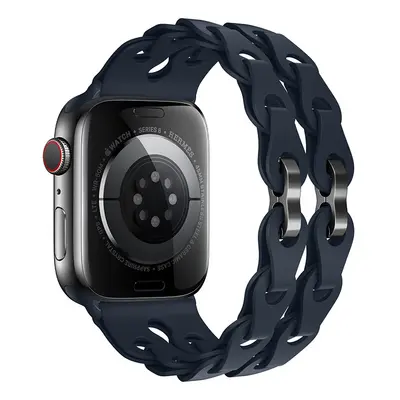 Silikonový řetízkový řemínek pro Apple Watch 38/40/41mm Barva náramku: Tmavě modrá