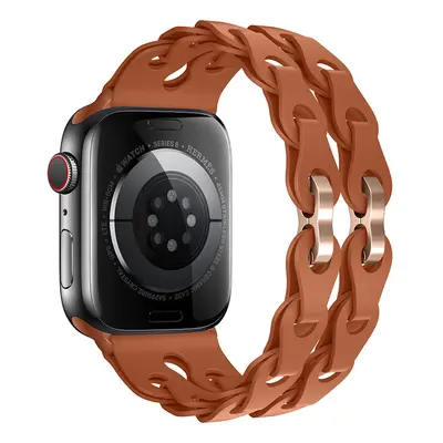 Silikonový řetízkový řemínek pro Apple Watch 38/40/41mm Barva náramku: Hnědá